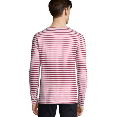 Camiseta cuello redondo a rayas de manga larga personalizable disponible mujer y hombre